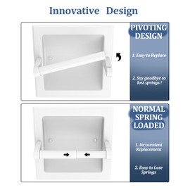 WZKALY Recessed Toilet Paper Holder for Regular Rolls White 2 Pack, Pivoting Toilet Paper Holder Wall Mount Made of Metal, in Wall Toilet Paper Holders for Bathroom