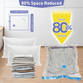 10 Pack Large Vacuum Storage Bags with Hand Pump, 80% Storage Space Saving, Sturdy Leak-Free Space Saver Vacuum Seal Bags for Clothing, Vacuum Compression Bags for Travel Lugggage