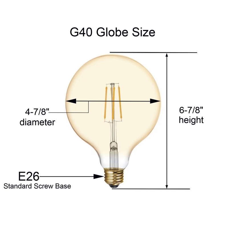 GE Lighting Large Vintage LED G40 Warm Candlelight, Amber Glass,
