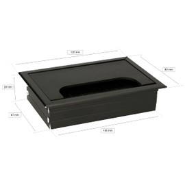 KOTARBAU® Set of 2 Aluminium Cable Grommets 120 x 80 mm for Furniture Black Cable Box Cable Pass Square Anodised
