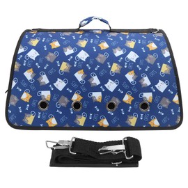 Outdoor Foldable Small Animal Shoulder Carrying Bag Cat Puppy 8 Hole Carrier Hand BagS Dark Blue Cat