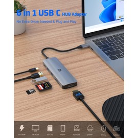 USB C Hub, TOTU 100w PD USB C Docking Station, Display 4K HDMI Docking Station (USB A 3.0, SD/TF Slot) Type C Hub for Dell/HP/Surface/XPS