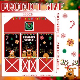 Newwiee 4 Pcs Christmas Deer Door Cover Set Christmas Elk Background Cloths Banner Wall Decoration Xmas Reindeer Stable Banner Decor for Wall Window Classroom Office Home Indoor Outdoor Party Supply
