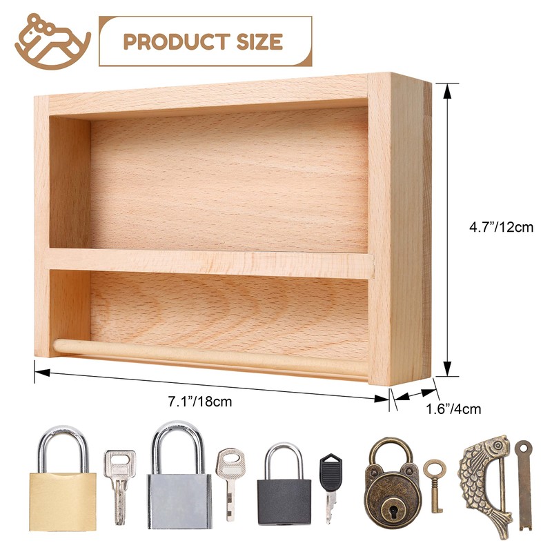 Woodtoe Montessori Lock and Key Toy Set, Wooden Learning Toy