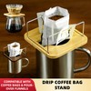 NEOUZA Bamboo & Stainless Steel Coffee Stand, 2-in-1 Drip Bag