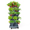 Tectsia Strawberry Vertical Planters, 5 Tiered Stacking Tower Garden, Stackable