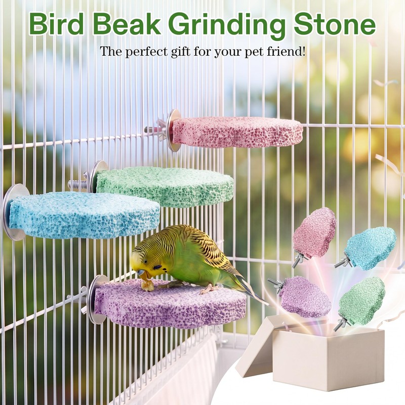 4 PCS Bird Beak Grinding Stone, Bird Perches for Cage,