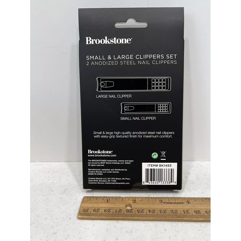 Brookstone Stainless Anodized Steel Small & Large Nail Clippers Set,