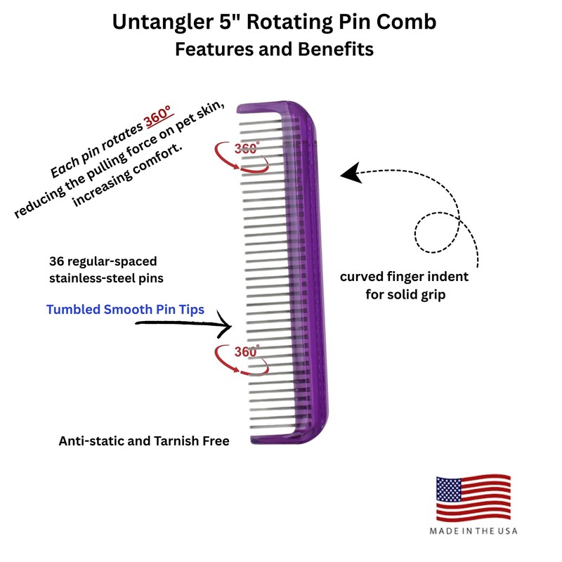 Untangler Pet Comb (5", Royal Purple)