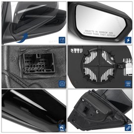 Dexepe Passenger Side Mirror Assembly 2018-2024 Compatible with Chevy Equinox GMC Terrain Heated Power Adjustable Glass Replace 84225382, 84404689, 84604243, 23406419 Black (5Pin Right)