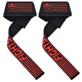 FIGHTSENSE Lifting straps for weightlifting, Gym wrist straps for men women, Neoprene Padded Cotton Weightlifting Straps for Bodybuilding, Powerlifting,strength training (Red Silicon)