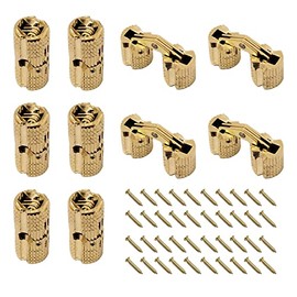 10 Uds. Bisagras De Barril De 0.315 Pulgadas () Bisagras Invisibles Ocultas Para Muebles De Gabinete Ángulo De Apertura De 180 Grados Oculto Con Tornillos 40X 8 Mm Latón