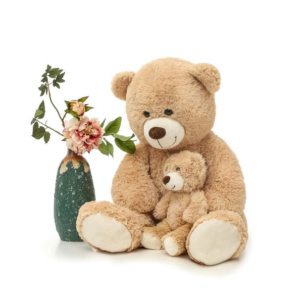 MorisMos Giant Teddy Bear Mommy and Baby Bear Soft Plush Bear Stuffed Animal for Mom and Child,Tan,39 Inches