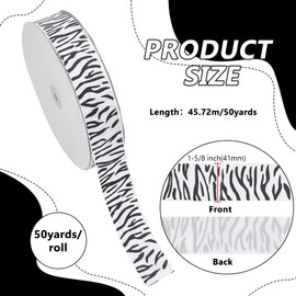 PH PandaHall 91.4m Zebra Muster Ripsband 41mm Schwarz-Weiß Ripsband Bastelband Zum Nähen von Kleidung Heimdekorationen Haarschleifen Stirnbändern Geschenkverpackung