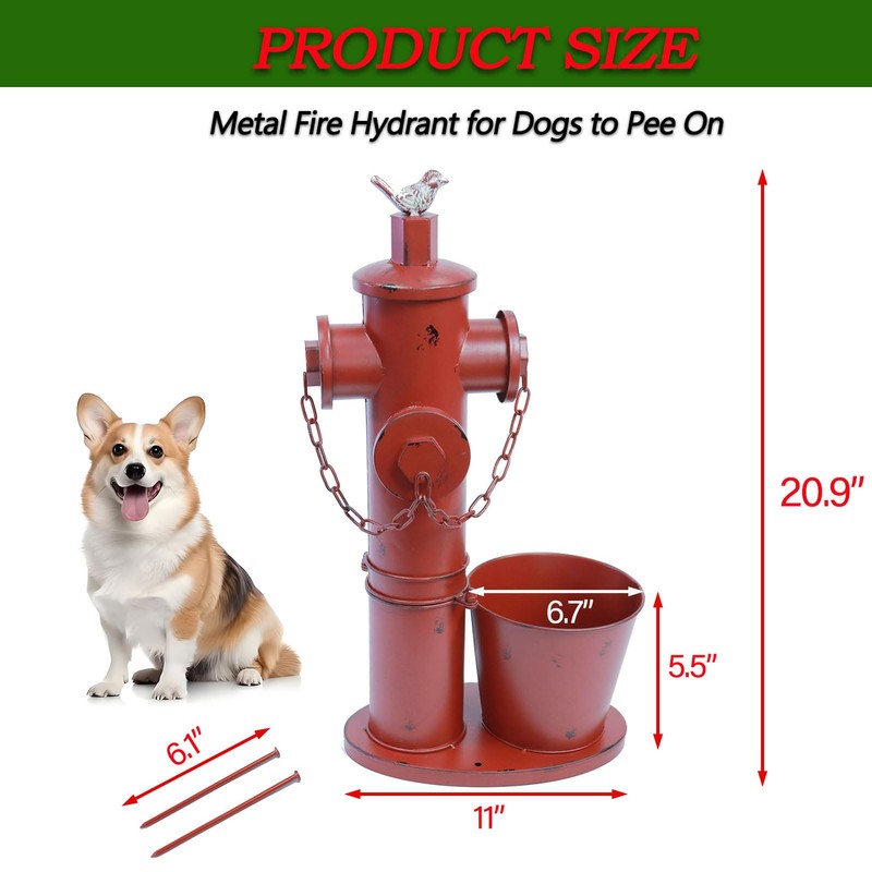 20.9"H Metal Fire Hydrant for Dogs to Pee On with