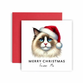 Huxters Christmas Card from the Cat – Ragdoll Merry Christmas to Cat Mum and Cat Dad – Friends Family First Christmas (Ragdoll)