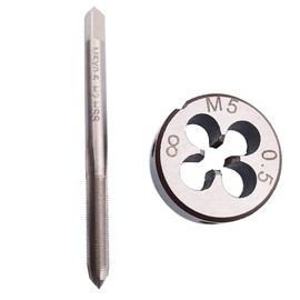 HUAZHICHUN 1 Piece M5 × 0.5 mm Tap + 1 Piece M5 × 0.5 mm Tap Cutter Metric HSS Tap and Die Set Right Handed
