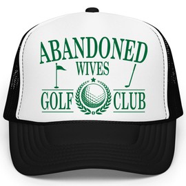 Abandoned Wives Golf Club Funny Women's Classic 5 Panel Mesh Snap Back Trucker Hat White/Black Trucker Hat
