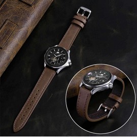 BISONSTRAP Leather Watch Straps, Quick Release Replacement Band for Men and Women-18mm, Dark Brown (Black Buckle)