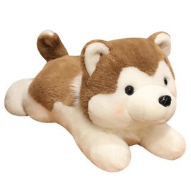 Tikwisdom Stuffed Animals-Dog, Super Soft Husky Doll, Cartoon Cute Dog Plush Toy, Length 28cm (brown)