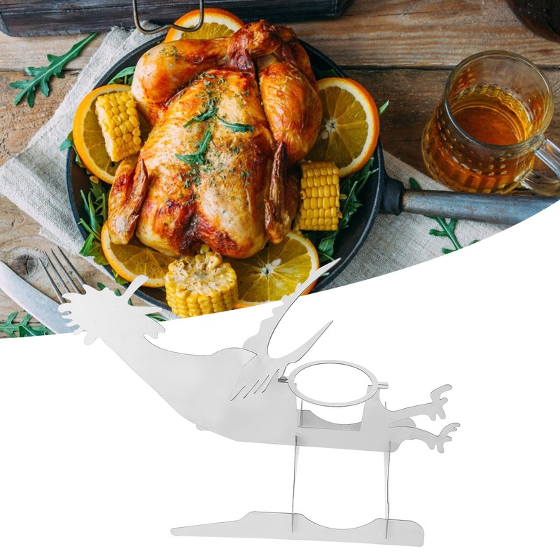 Stainless Steel Chicken Stand Removable Portable MotorcycleShape BBQ Roaster Stand