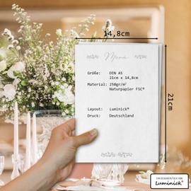 Wedding Menu Cards, for Printing or Writing Yourself, Sturdy 250 g/m² Paper, for Birthday, Celebration, Drinks Card, Table Decoration, Place Cards, Place Cards (Pack of 20)