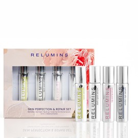 Relumins Advance White On-the-Go Rollerball Serum Set - 4-Piece Face, Eye, Lip & Skin Care Kit - Hydrating, Nourishing, Radiance-Boosting Travel Serums - Natural Botanical Ingredients