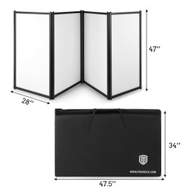 PRORECK DJ Foldable Facade Portable Event Booth Panels 4 Detachable Black Metal Frame Projector Display Scrim Panel with Carry Bag (white)
