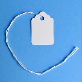 Merchandise Tags with String Attached - 1 1/4” x 7/8”, 1000 String Tags for Pricing, Small Tags with String for Jewelry, Strung Marking Tags for Pricing