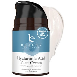 Beauty by Earth- Hidratante con ácido hialurónico para el rostro, fabricado en EE. UU. con ingredientes orgánicos y naturales, hidratante y...        