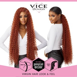 Sensationnel Vice Bundles weaving hair - Boho Curl 30-inch synthetic virgin hair dupe bundle hair sew in and pony tail long length hair - Vice Bundle Boho Curl 30 Inch (1 pack, 4 MEDBROWN)