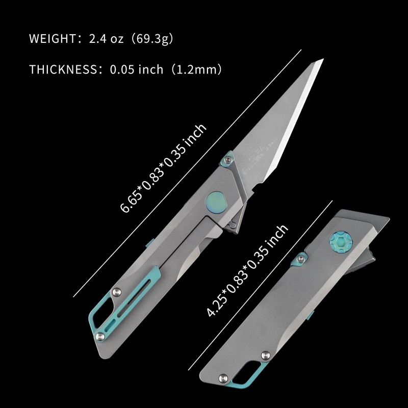 TITANER Raven Titanium EDC Folding Pocket Utility Knife - Box