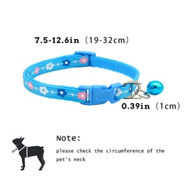 Red XS Dog Collar with Bell, Flower Kitten Bell Collar Basic Nylon Adjustable for XXS Xs Small Cat Pet Animal Litter Tiny Kitten Boy Girls Neck 7.5-12.6 inch