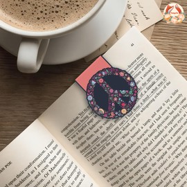 (2Pcs) Peace Sign Magnetic Bookmark Book Page Markers Gift for Reading Lover Nerd Book Addict Bookish Bookworm Reader Office Stationery - Size 2"x1.7" When Folded