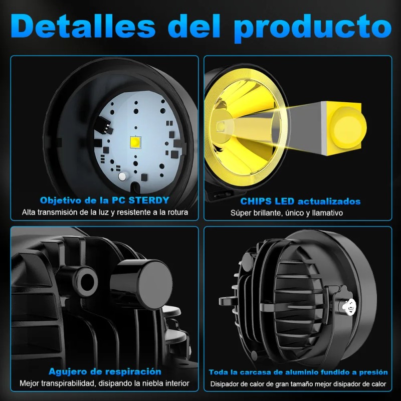 Par 4''faros Auxiliares Redondos Led Niebla Jeep Wrangler .