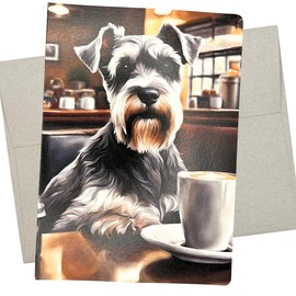 Miniature Schnauzer Birthday Card, Latte and Coffee Lover Dog Card (1 Premium Card, 5X7 Inches) blank for all occasions like teacher thank you, promotion, or retirement - 651