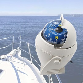 Boat Car Caravan Truck Compass Sea Marine Electronic Navigation Bracket Mount Backlight Compass,Dashboard Compass Night Visible with Light,Fits for Car,Watercraft,Boat,Caravan (White, Big)