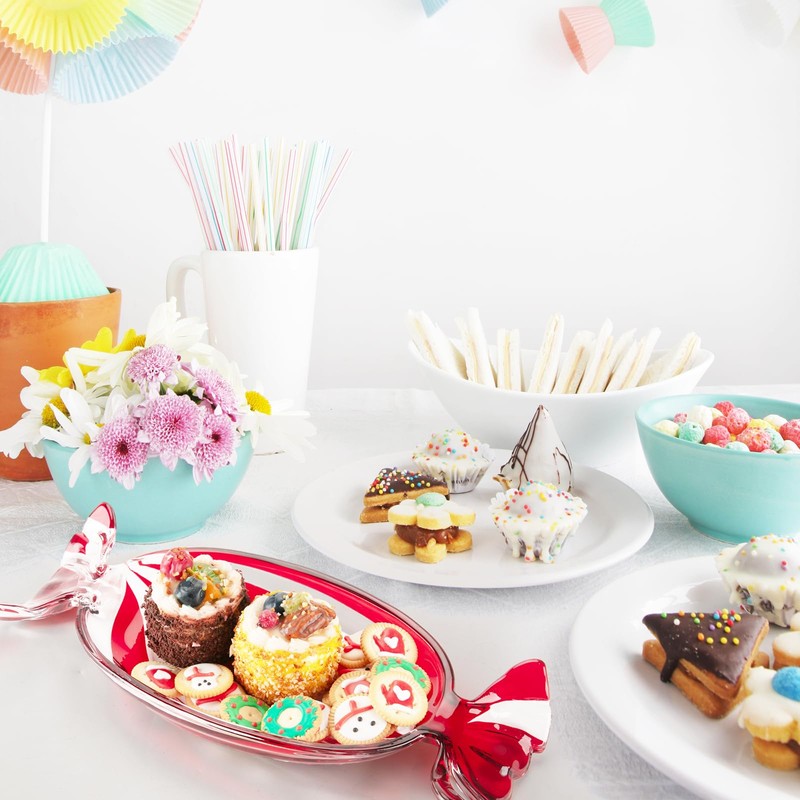 SHOWLOUE - Plato navideño, plato de cristal para dulces, platos