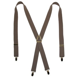 CTM Men's Elastic X-Back Suspenders with Brass Hardware, Tan