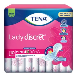 Tena Lady Toallas Para Incontinencia Tena Lady Discret Mini; 10 Piezas, color Rosa/Azul, 10 count, pack of/paquete de