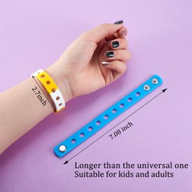 Aoriher 20 Pcs 20 Pcs Silicone Charm Bracelets for Kids Christmas Stocking Stuffers Gifts Bulk 7 Inch Rubber Wristband Adjustable Bracelet with Holes for Boy Girl (Rainbow)