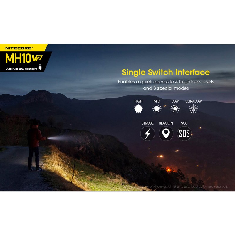 Nitecore MH10 v2 Rechargeable Flashlight, 1200 Lumen LED USB-C Fast