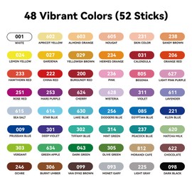 LIGHTWISH Professional Oil Pastels, 48 Vibrant Colors Plus 4 White, Set of 52, Creamy and Pigmented Artist Soft Oil Pastels for Blending, Layering & Shading