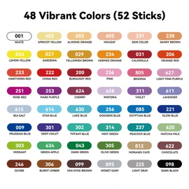 LIGHTWISH Professional Oil Pastels, 48 Vibrant Colors Plus 4 White, Set of 52, Creamy and Pigmented Artist Soft Oil Pastels for Blending, Layering & Shading