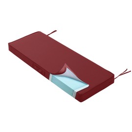 YIJIAN HOME Outdoor Bench Cushion 3.5inches Memory Foam Waterproof Patio Furniture Bench Cushion Porch Swing Cushion with Handle and Adjustable Strap, 36 x 18 Inch Burgundy