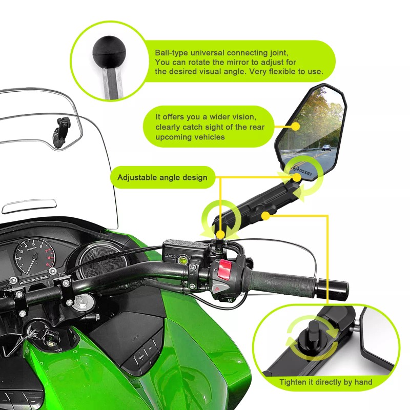 CB Motorcycle Mirrors 6" Long Arm w/ 10mm 8mm Screws