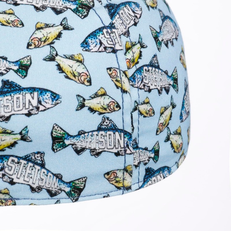 Stetson Texas Allover Fish Flat Cap - Blue Hat -