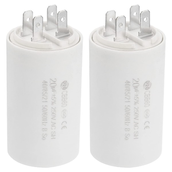 PATIKIL CBB60 20uF Running Capacitor,2Pcs AC 250V 4 pins 50/60Hz