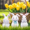 Hodao Easter Decoration Three-Bunny Figurine Set - Adorable Handcrafted White