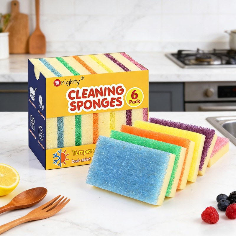Orighty Dish Sponges, Dual-Sided Temperature-Responsive Kitchen Sponges, Non-Scratch Cleaning Sponge,